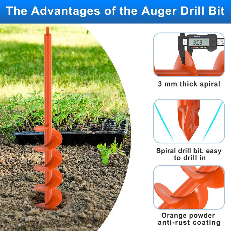 Upgraded Auger Drill Bit for Planting 4'' X 32'' Garden
