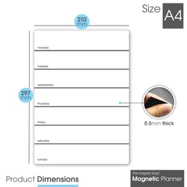 TMS A4 Magnetic Weekly Planner and Dry Wipe Pen, Fridge Whiteboard and to Do List - Dry Erase Meal Planner, Calendar and Memo Board for Kitchen, Office Notes or Daily Reminders (Black, A4 + 1 Pen)