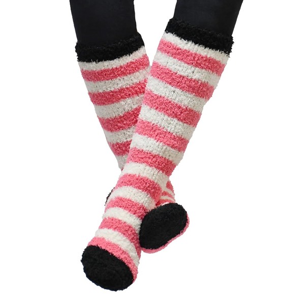 Rhinegold Junior Soft Touch Knee High Socks-PINK/WTE