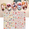 12pcs Holographic Autumn Nail Stickers 3D Laser Fall Fruits Pumpkin