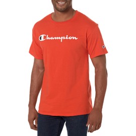 Champion mens Classic T-shirt, Script Logo T Shirt, Spicy Orange-y07718, Small US