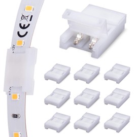 JAUHOFOGEI LED Strip Connector 2-Pin for 10 mm Wide SMD 2835 3528 3030 Plain LED Strip Strips 12 V 24 V Max Ampere 5 A No Soldering Pack of 10