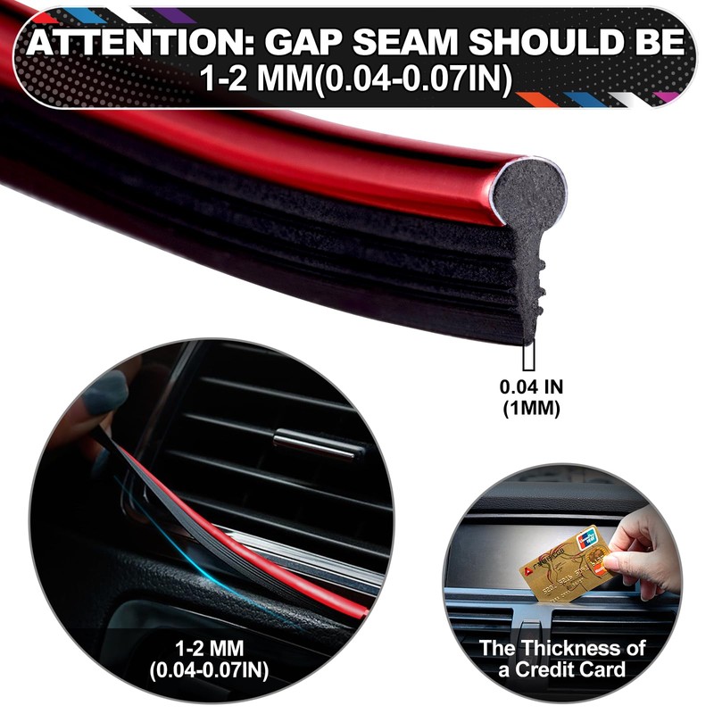 Spurtar Car Interior Trim Strip – Red Interior Decorative Molding