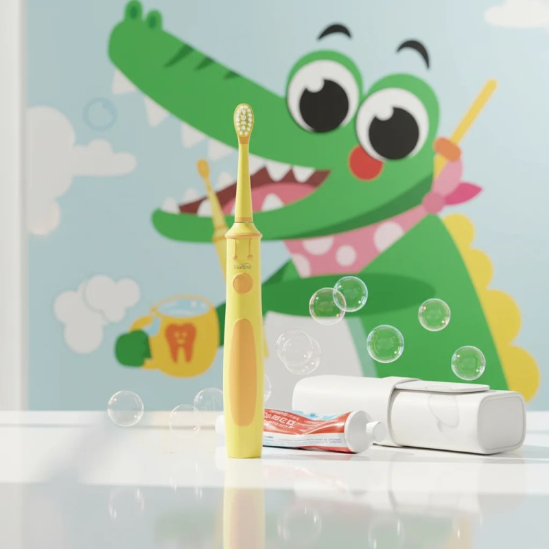 Ages 3-10 Kids Toddler Electric Toothbrush Extra Soft Silicone Bristles