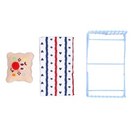1:12 Miniature Bed Metal Structure Cute Pattern Sponge Cloth Mattress Dollhouse Bed Doll House Accessories Stripe Pattern