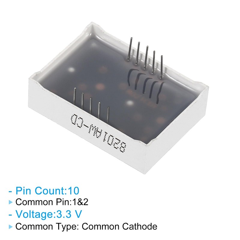 PATIKIL 5pcs Common Cathode 7 Segments 10 Pin 2 Bit