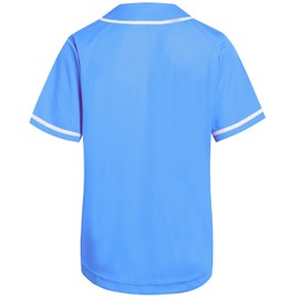 DEHANER Plain Light Blue Softball Baseball Jerseys for Men Women Classic Replica Button Down T-Shirts Fathers Gift White Stripe-Light Blue Jersey Size 3X-Large