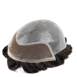 Toupee for Men Hair Pieces 10x8" Men Toupee Hollywood Human Hair Replacement System for Men Hair Prosthesis Men Hair Patch BIO Units for Men Breathable Lace with PU Hair System (#2 Dark Brown)