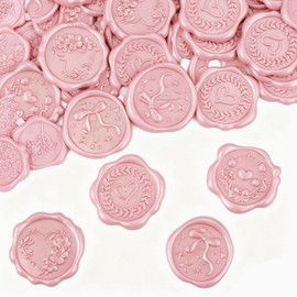 60 Pcs Wax Seal Stickers, Blush Pink, 4 Heart Styles