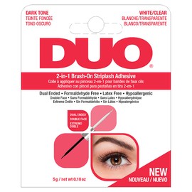DUO 2-in-1 Brush On Clear & Dark Eyelash Glue – Dual-Ended False Lash Adhesive for Strip Lashes, Long Lasting Lash Glue, 0.18 oz, 1 Pack