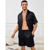 SWOMOG Men Satin Pajamas Set Silk Pjs Set Short Sleeve