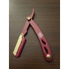 Red and Gold Cut Out Engraving Design Barber Straight Edge