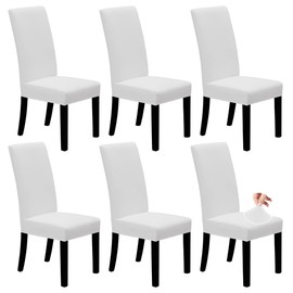 Easy-Going Dining Chair Covers Stretch Dining Room Chair Covers Set of 6, Parsons Chair Slipcovers for Dining Room, Ceremony, Banquet, White