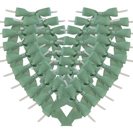 Micomon 50pcs 2-1/2" Vanilla Green Satin Ribbon Bows with Twist Ties Celadon Satin Ribbon Bows for Candy Party Decoration Gift Packing Wrapping Accessories(2.5“,Vanilla)