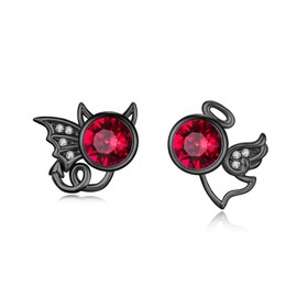 Angel and Devil Stud Earrings, 925 Sterling Silver Moonstone Stud Earrings, Jewellery, Hypoallergenic Earrings, Moonstone Earrings, Christmas, for Girls and Women, Silver