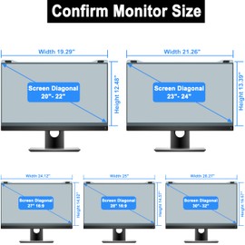 ZYY 20-22 Inch Anti Blue Light Screen Protector for Diagonal 20,21.5,22 Inch Monitor, Desktop PC UV Blocking Filter (19 5/16 x 12 1/2) for Eye Strain, Hanging Computer Screen Blue Light Blocker