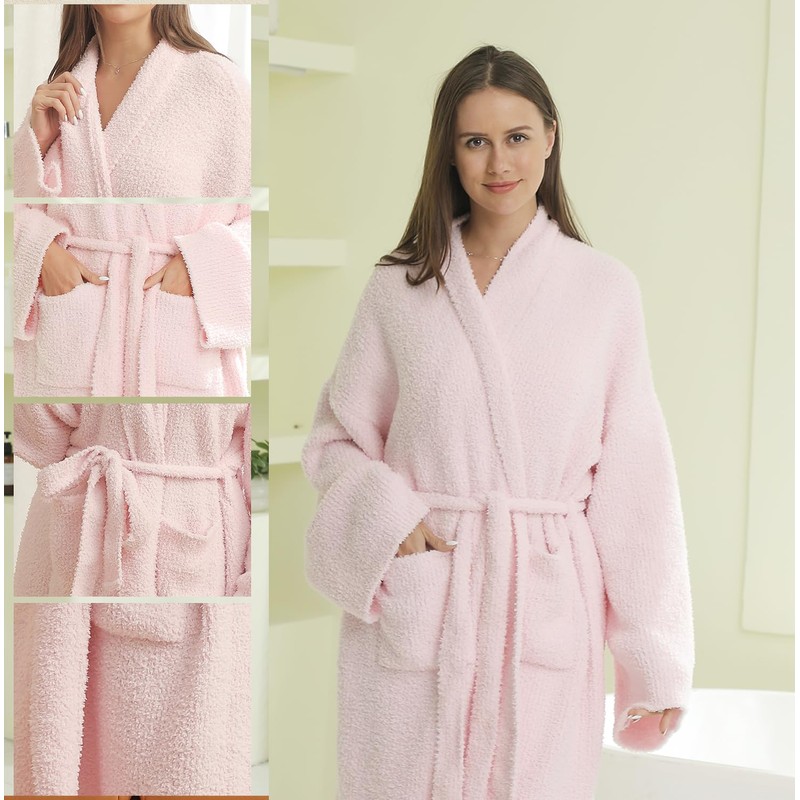 bearberry Hoodless Robe Cozy Robe Lightweight Soft Plush Bathrobe with