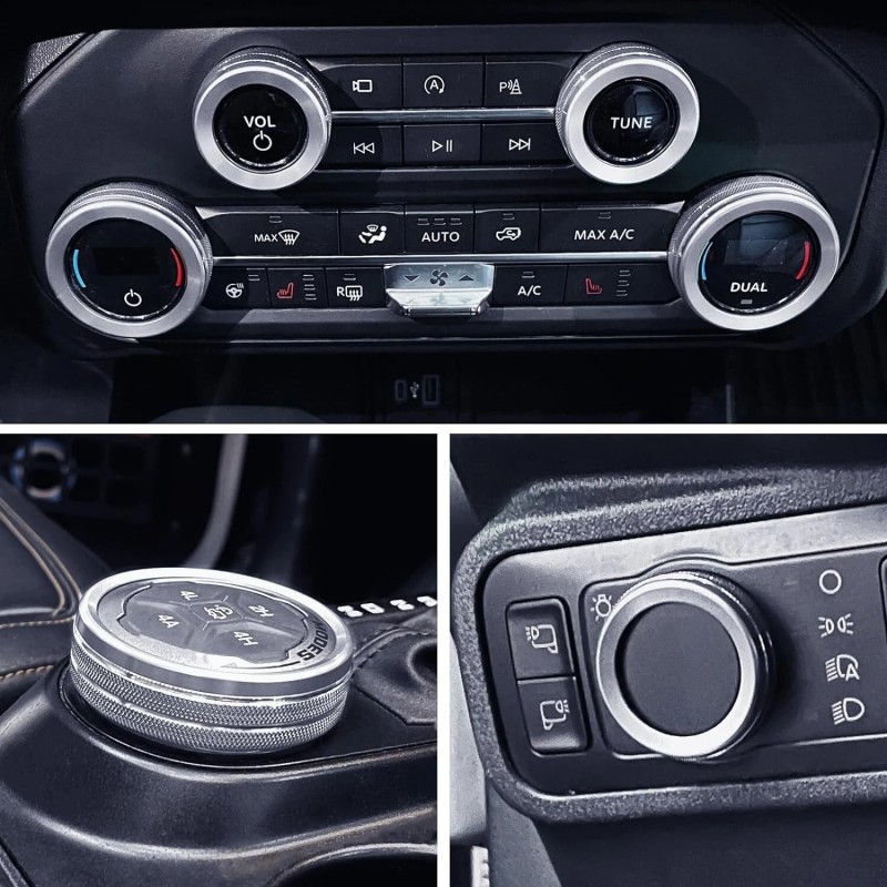 CyanStone 6x Knob Trims for Bronco 21+, Aluminum Bronco Knob