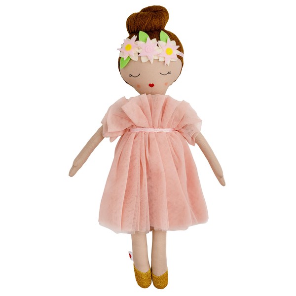 Hearts of Yarn Noa Plush Ballerina Doll Handmade Cloth Doll For Girls Soft Toy For Toddlers, Infants and Babies 19 inches Tall Extra Large, Cute Nursery Room Decor