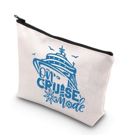 PLITI Cruise Makeup Bag On Cruise Mode Cruise Trip Gift Cruise Lover Girls Trip Gift Girls Weekend Cosmetic Bag (Cruise ModeU)