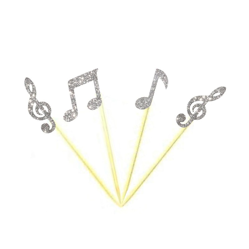 12 x Silver Music Note Cupcake Toppers, Birthday Cupcake Toppers,