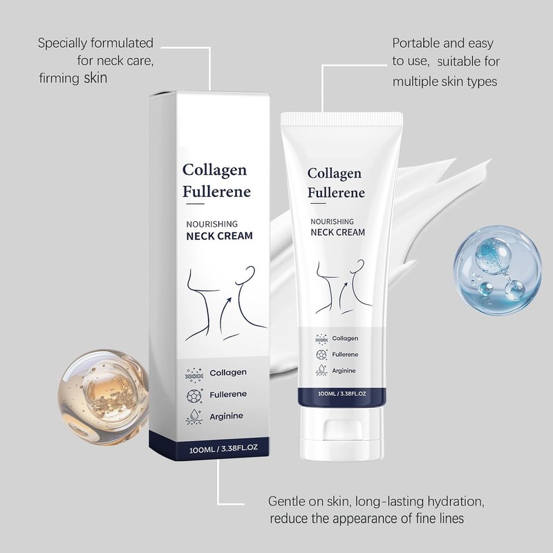 Crema Reafirmante de Cuello para Mujer, Crema Colágeno Fullereno (4Pcs)