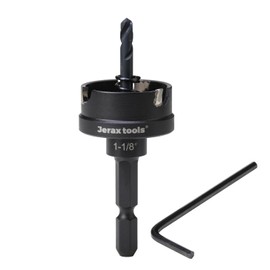 Jerax tools Tungsten Carbide Tipped Hole Cutter,1-1/8 inch TCT Hole Saw with 5mm Hole Depth Heavy Duty for Stainless Steel, Mild Steel, Iron, Copper, Brass, Plastic