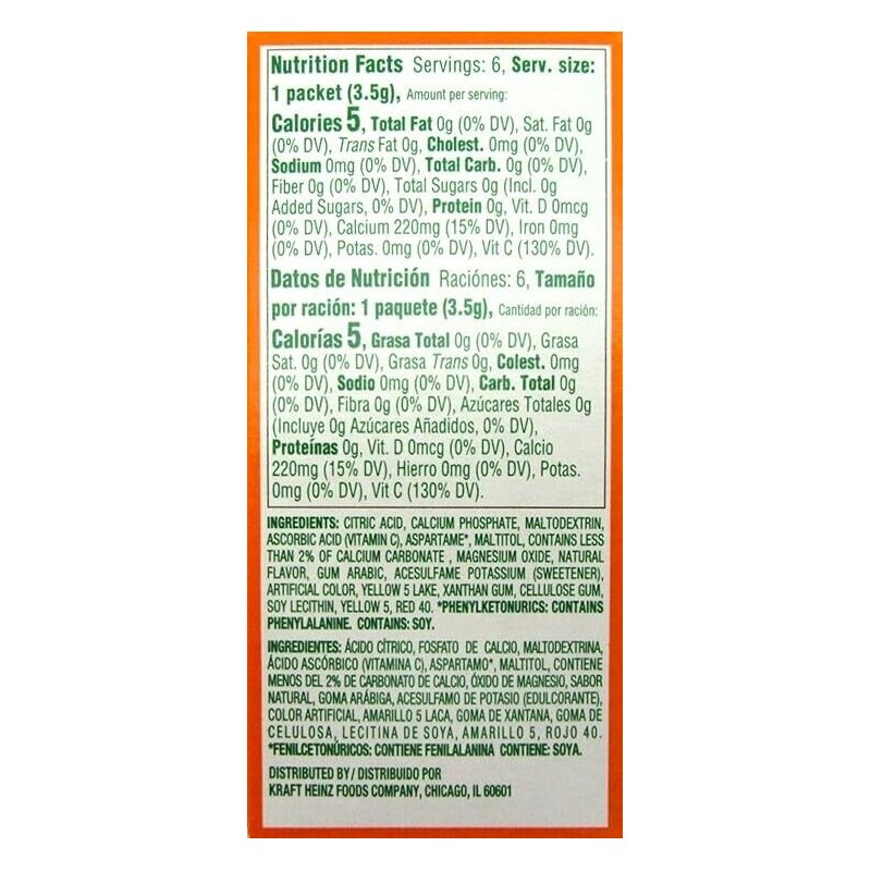 Tang On the Go Zero Sugar Orange Drink Mix (6