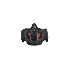 Fangs Mesh Lower Face Airsoft Protective Gear Mask with Ear Protection (Color: Black)
