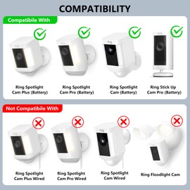 2Pack Adjustable Mounting Bracket for Ring Spotlight Cam Plus/Pro (Battery) and Ring Stick Up Cam/Pro (Battery), Perfect for Indoor/Outdoor Camera Security System Installation-Black