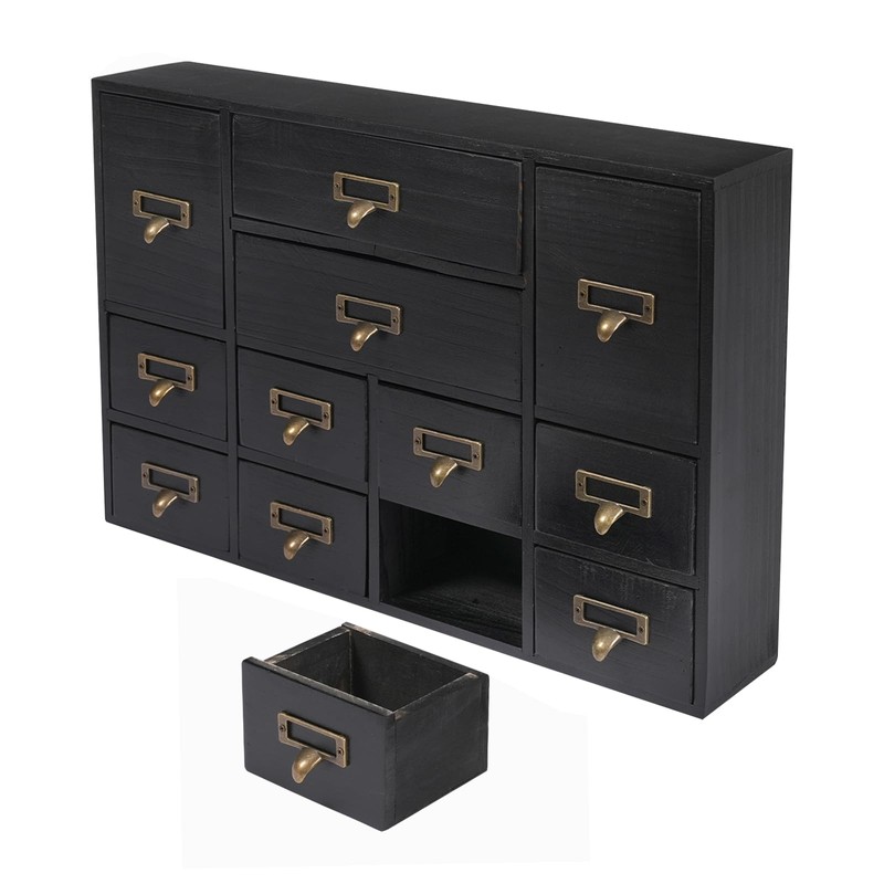 Fetcoi Apothecary Cabinet with 12 Drawers, Library Card Catalog Cabinet