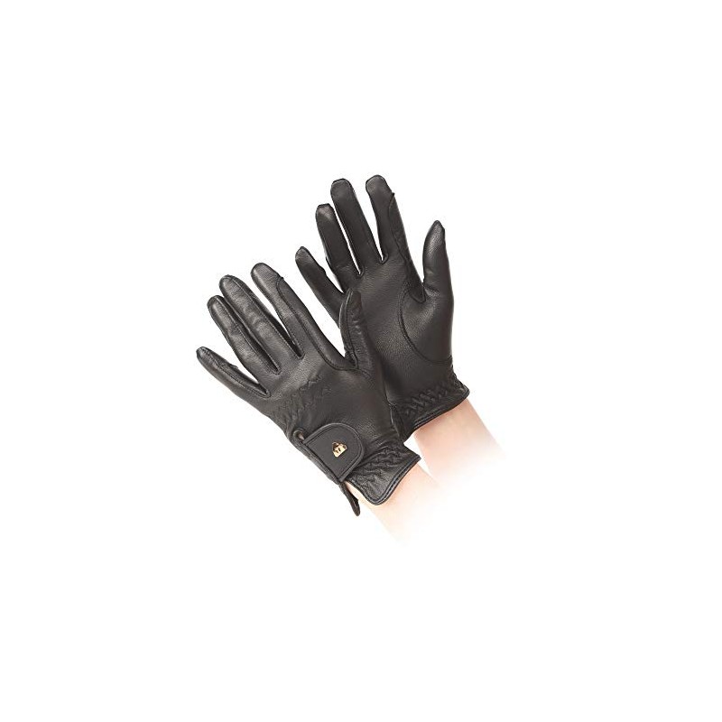 Shires Aubrion Ladies Leather Horse Riding Gloves in Black Small,