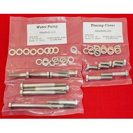 ALLOYBOLTZ - Compatible with Ford Small Block SBF 260 289 302 351W Stainless Steel Water Pump Timing Cover Hex Bolt Kit for Passenger Side Pump Inlet Type Only