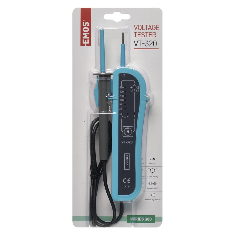 EMOS Voltage Tester and Phase Tester CAT III 690 V,