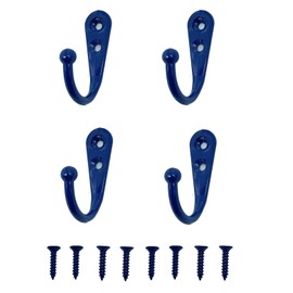 VIPERMARK 4 Pcs Wall Mounted Hooks for Bedroom,Bathroom,Kitchen,and Cabinet Hangers (with 8 Screws)-Royal Blue
