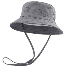 RAOEXI Baby Sun Protection Hat UPF50+ Toddler Girls Summer Bucket Boys Beach Hats Wide Brim Kids Play Hat Cap Outdoor (CA/US, Age, 3 Months, 6 Months, Grey)