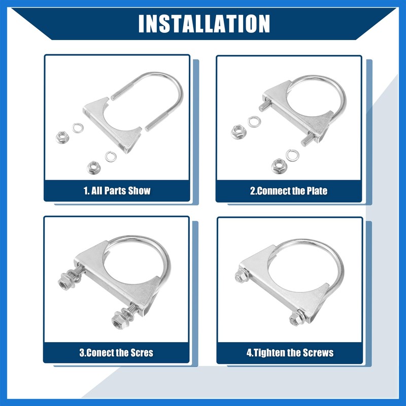 VekAuto Round U Bolt Muffler Exhaust Clamps for Car /