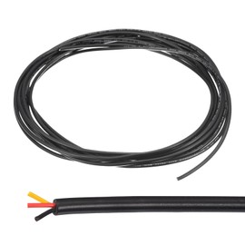 sourcing map 28AWG Electrical Wire 3 Conductors UL2464 Tinned Copper 32.8Ft Low Voltage PVC Case Flexible Extension Power Cord Black for LED Strips Lamps Lighting