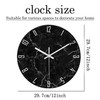 Modern Black Minimalist Wall Clock for Living Room - Glass