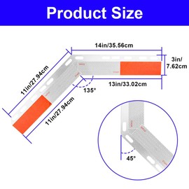 PRINIC 1 Pair Mud Flap Angled Reflector Aluminum 24" x 3" for Semi Truck and Semi Trailer 135 Degree Angle Strips Mud Flap Hanger