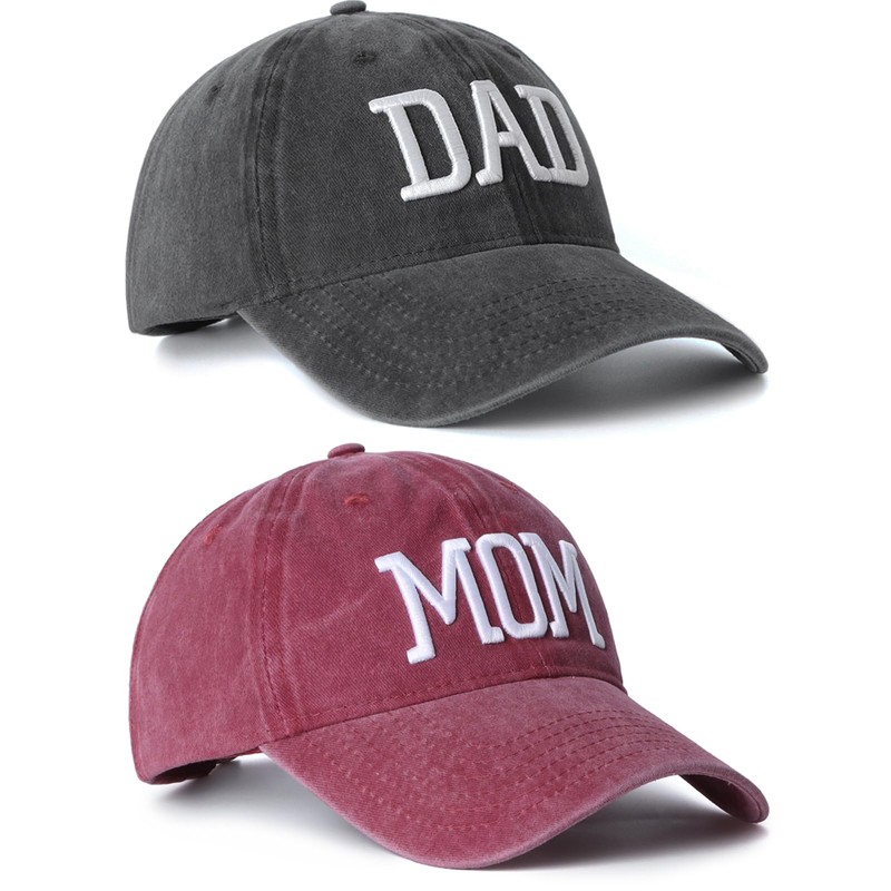 2 Pack Baseball Caps for Mom Dad Embroidered Adjustable Gift