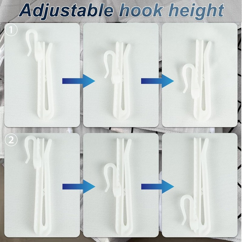Adjustable Pinch Pleat Curtain Hooks Curtain Clips Plastic 50 Pieces