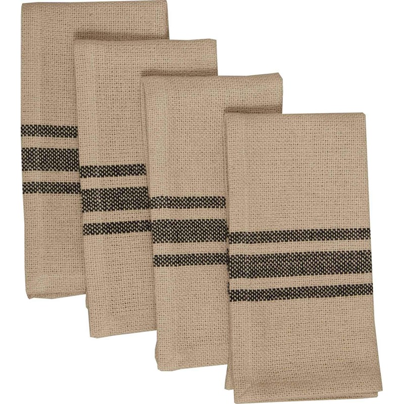 Mill House Stripe Black Napkin, Set of 4, Farmhouse Primitive