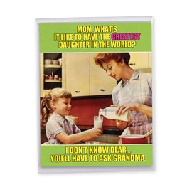 NobleWorks, Ask Grandma - Funny Jumbo Mother’s Day Card (8.5 x 11 Inch) - Vintage, Retro Notecard for Mom, Grandma - From Daughter J0222
