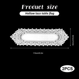 2 Pack 13.6x45.2 Inch Lace Rectangular Table Runner,White Dresser Scarf Doilies,Coffee Table Runner for Bedroom Furniture,Home Decor(Three Leaf Pattern)