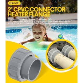 DearChan 2-Pack 2" CPVC Connector with Heater Flange & Nut Kit, Connector Union, Connector Heater Flange for Raypak Rheem Pool Heater Connector Union, Replace for 006723F