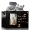 LAZYESTHER Cat Urns for Ashes with Picture, Black Pine Wood,