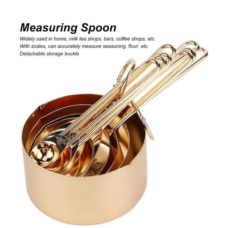 8Pcs Stainless Steel Measuring Cup Spoon Set with Scales Home
