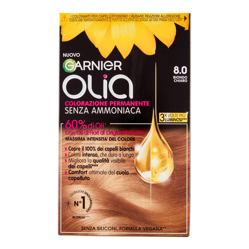Garnier Olia Hair Dye, Permanent Colouring without Ammonia, Covers 100%