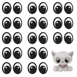 PH PandaHall 20 Pairs of White Black Eye Patches, Cute Eye Embroidery Patches, Polyester Eye Patches, Decorative Cartoon Eye Patches for Clothing, Hat, Backpack, Shoes, Jacket, 20 x 15.5 mm
